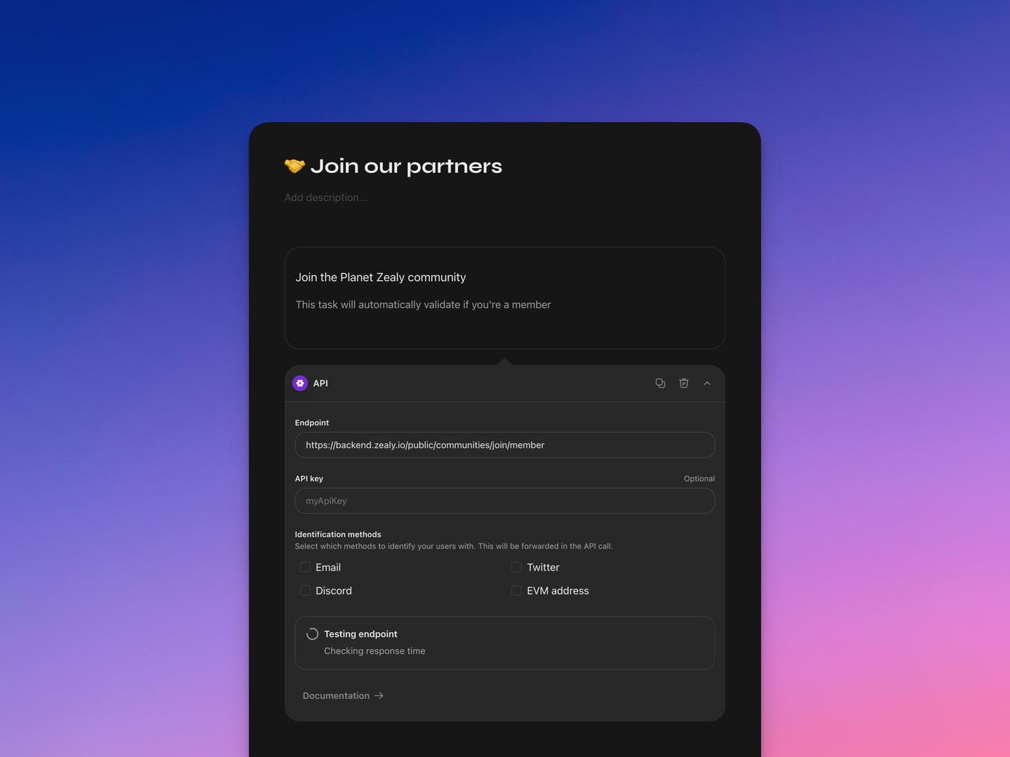 API tasks & partnership quests