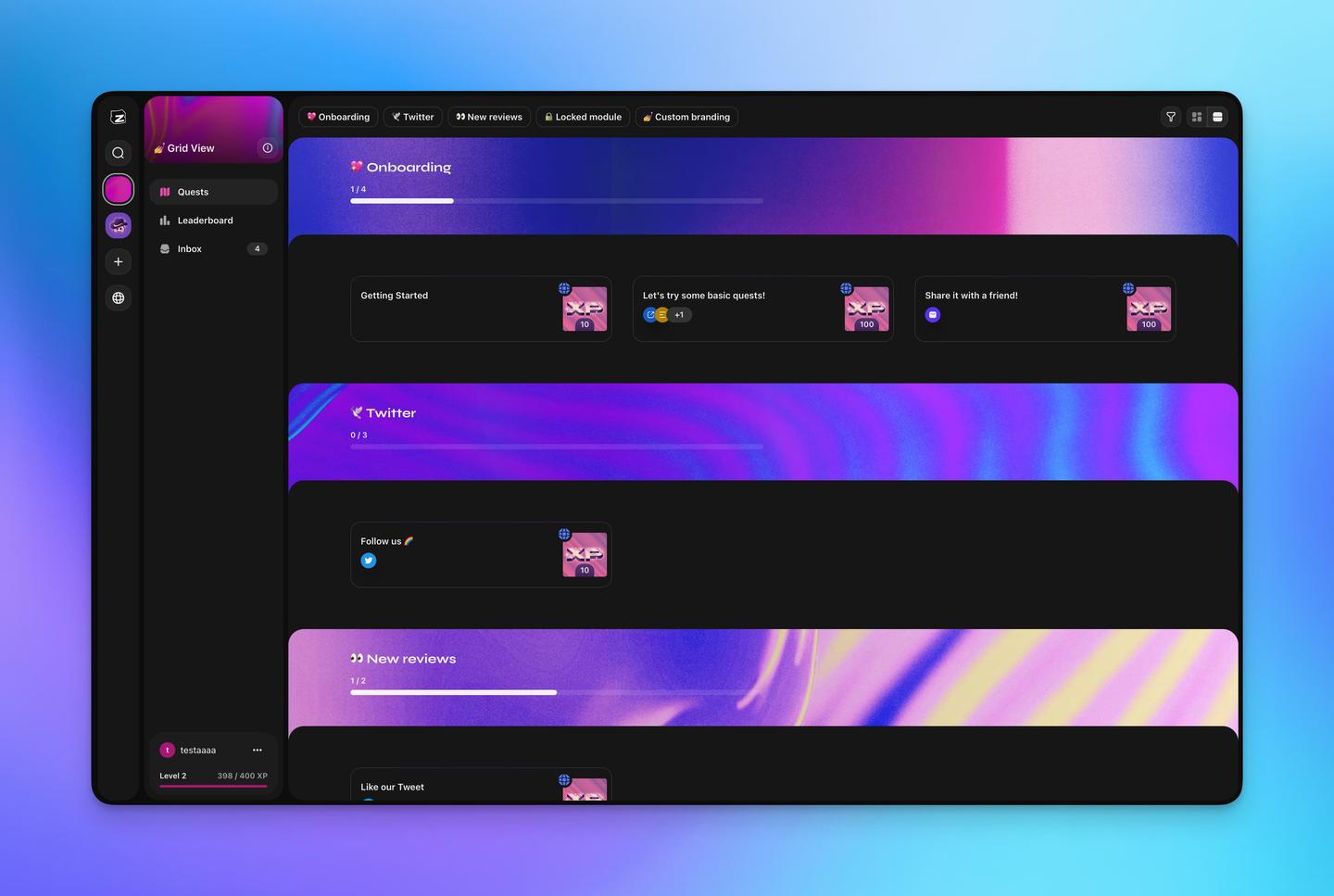 Zealy Full-Screen Mode