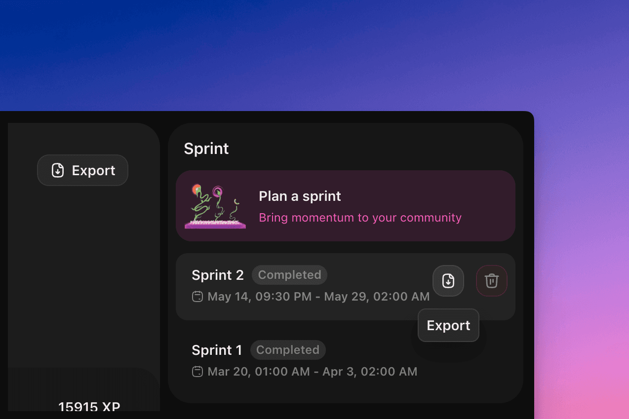 Leaderboard export