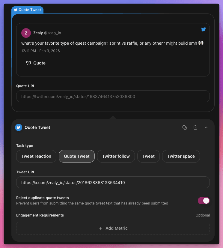 Tweet Quote Task